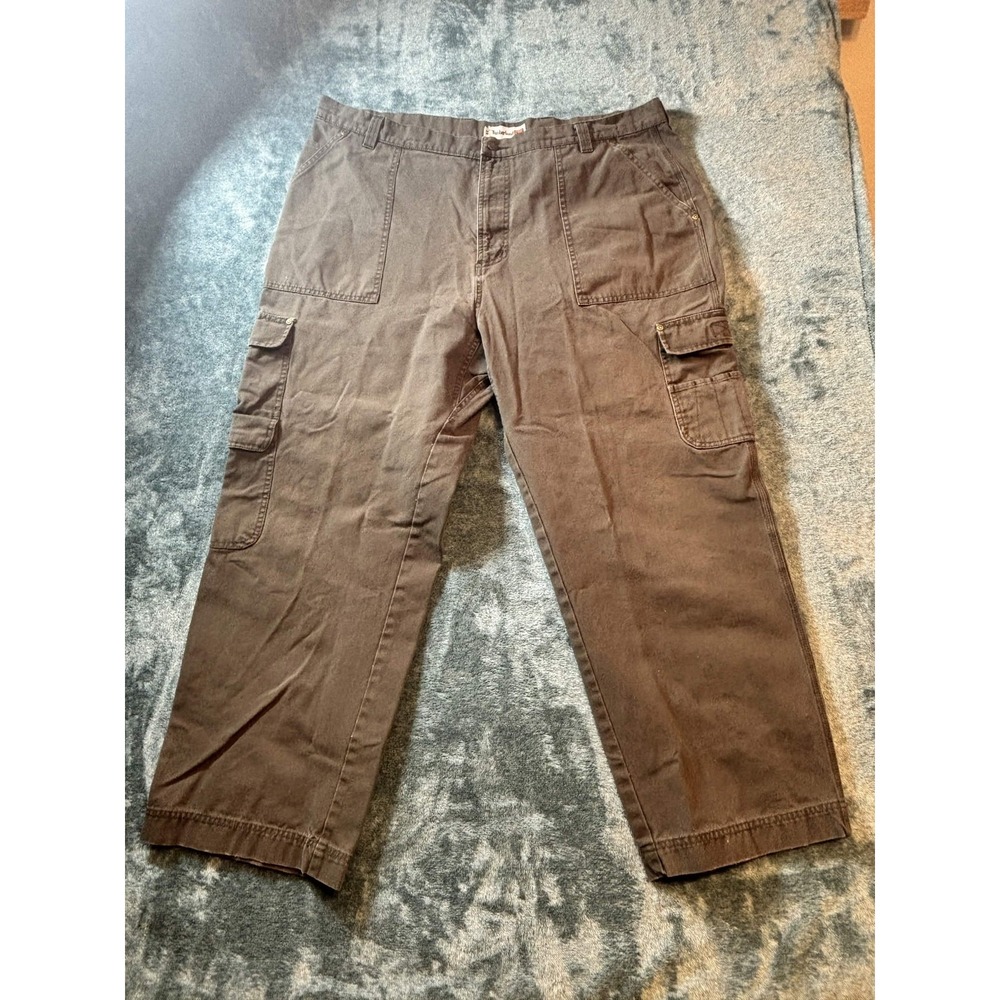Timberland PRO Mens 44 Work Cargo Pants Brown Grey Cotton Canvas Heavy Duty